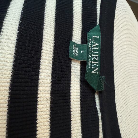 Lauren Ralph Lauren Women's Black & White Striped Stretch Cotton Midi Dress L - Picture 9 of 12